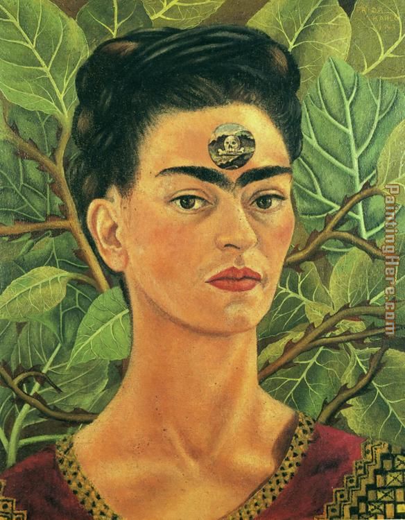 Thinking about Death painting - Frida Kahlo Thinking about Death art painting